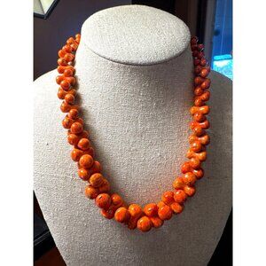 Jay King DTR 925 Necklace Red Orange Concave Coral Bead Sterling Silver Gift